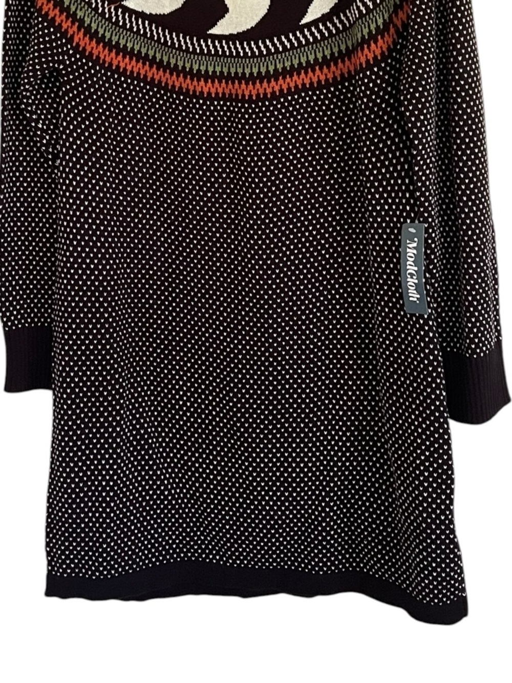Modcloth Black Halloween Ghost Fair Isle Cozy Commitment Sweater Dress NWT XL - Picture 6 of 13